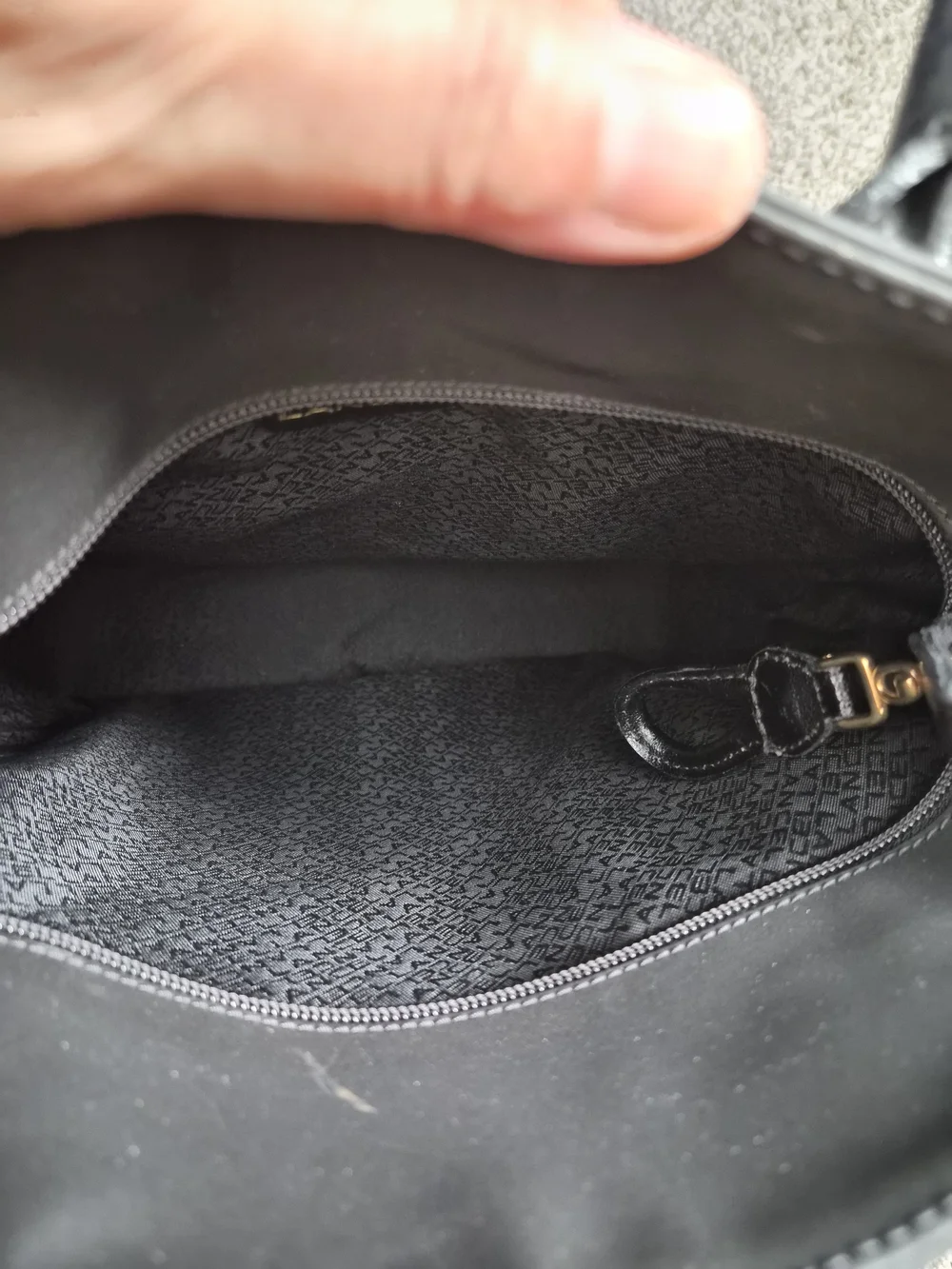 Lancel Black Leather & Nylon Tote Bag